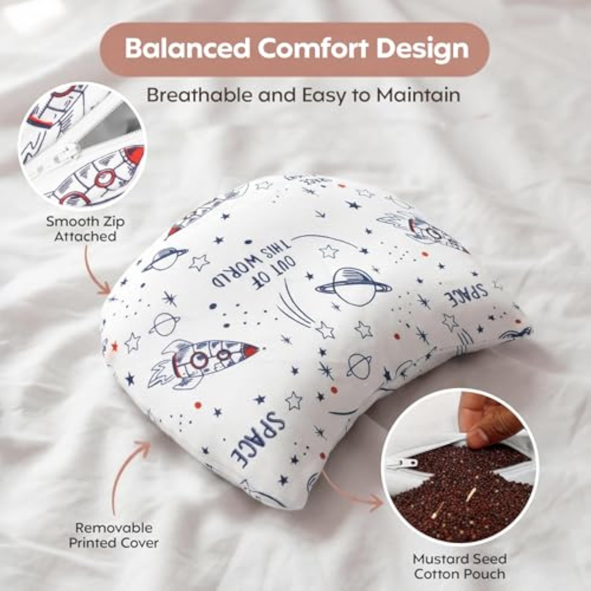 Mustard Seed Pillow for Infants, 20x23 cm